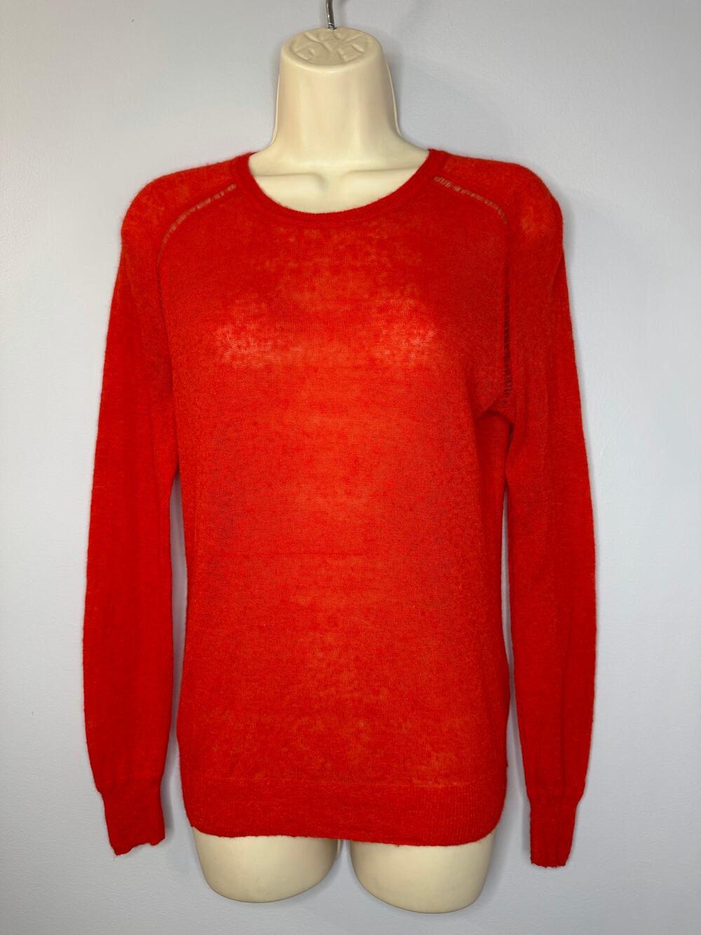 Isabel Marant Baby Alpaca Wool Crew Neck Red Sweater Slim Fit Lightweight Sz S